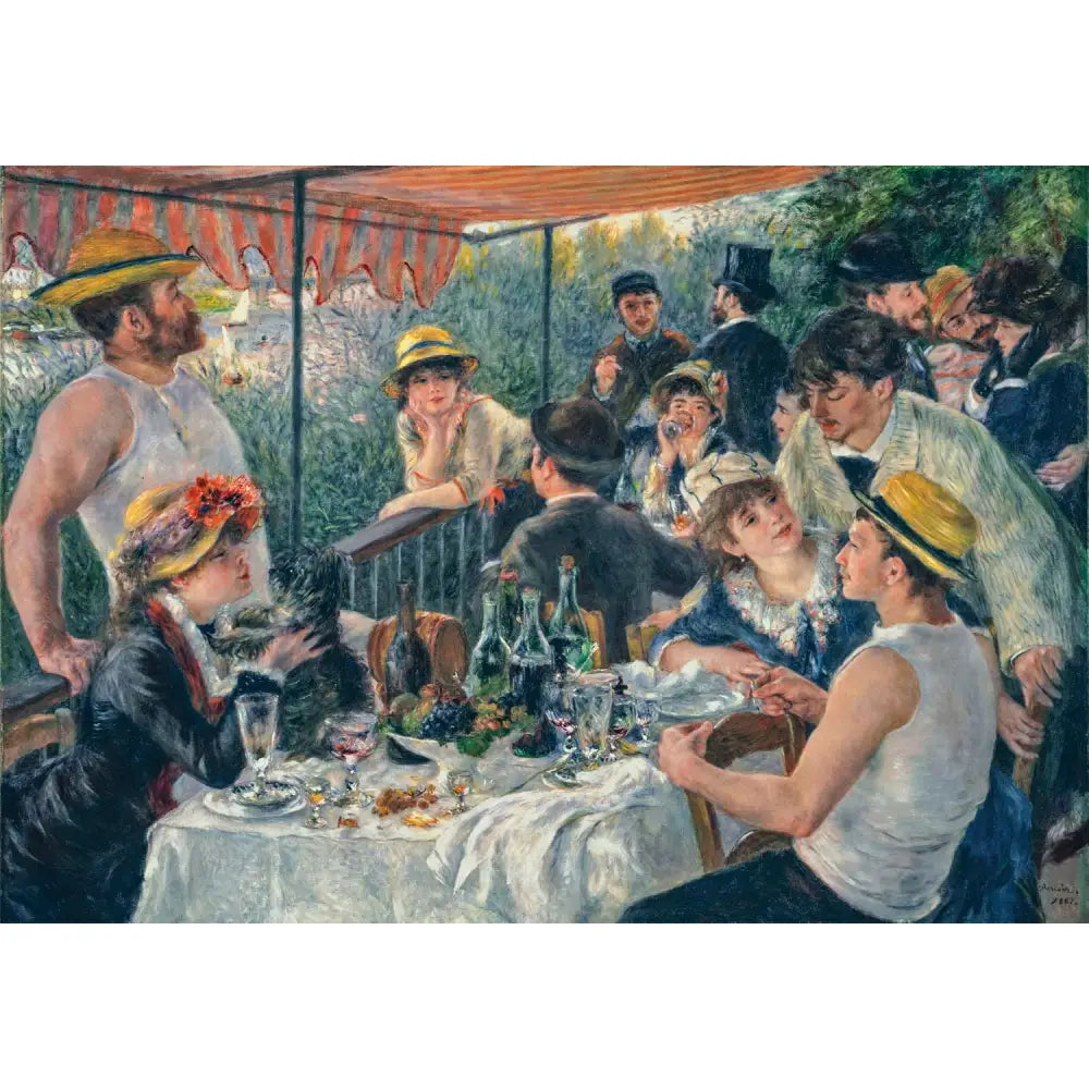 Puzzle clementoni 1000 pezzi pranzo dei canottieri renoir con scena impressionista vivace e colori arancioni