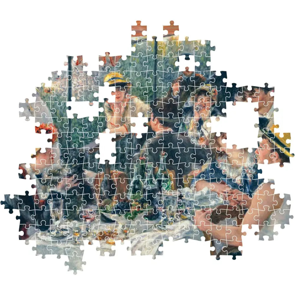 Puzzle clementoni 1000 pezzi con pittura impressionista di renoir pranzo dei canottieri in toni verdi e blu