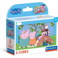 Clementoni puzzle cubi peppa pig set di sei cubi colorati con personaggi cartoon in scatola blu e bianca