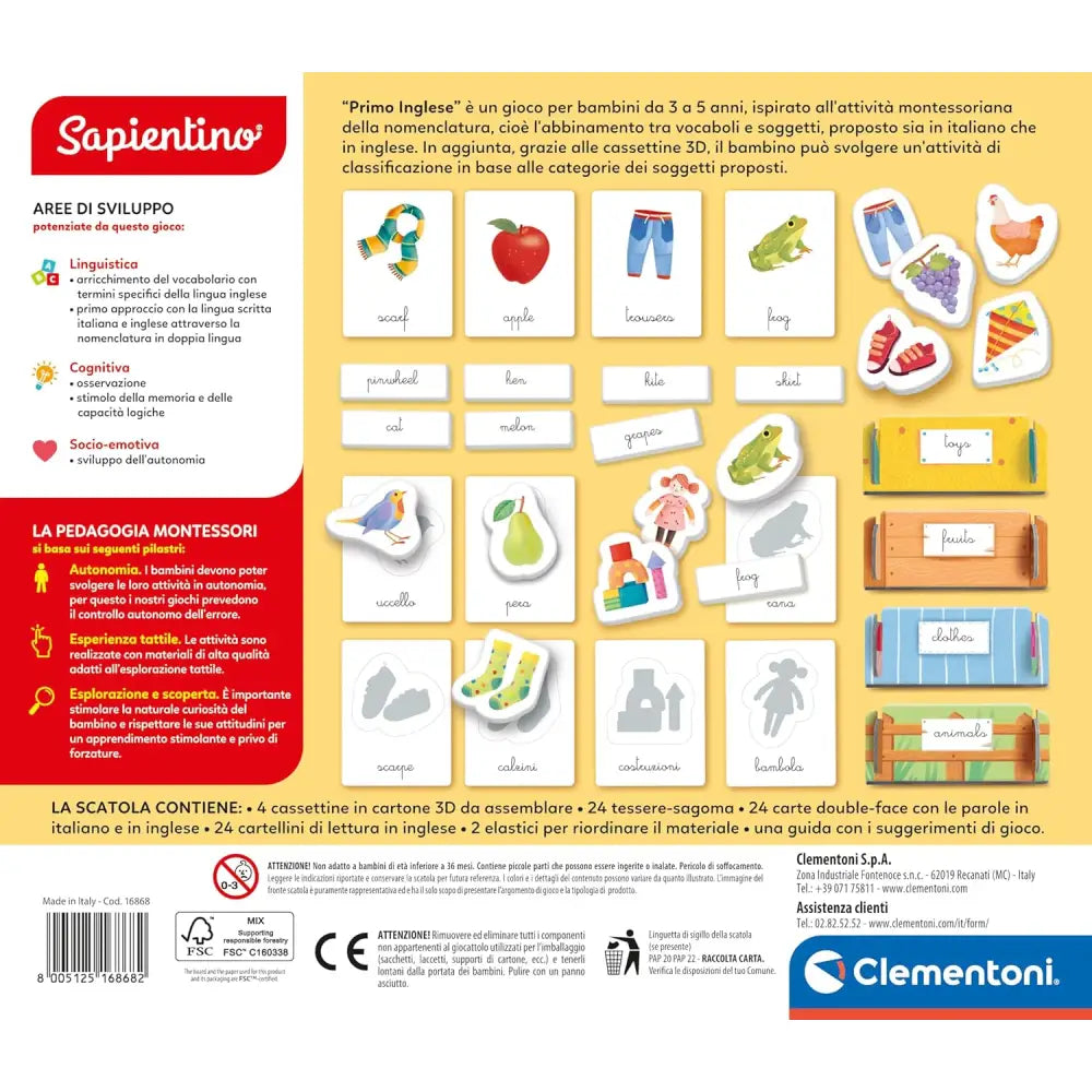 Clementoni Sapientino Montessori – Primo Inglese - Carte educative - 8005125168682