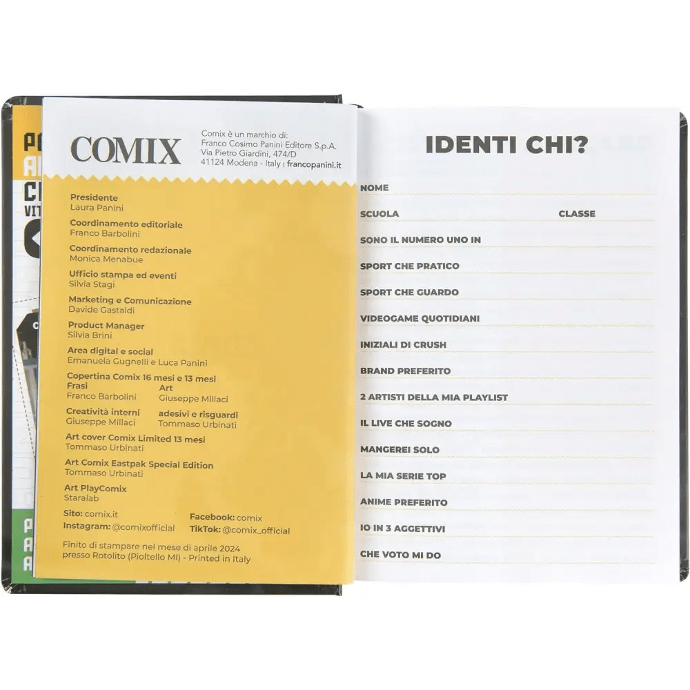 COMIX Agenda Diario Mignon Plus 16 Mesi Scuola 2024 - 2025 Nero e argento - Giocattoli e Bambini - Toys Store8058263201612