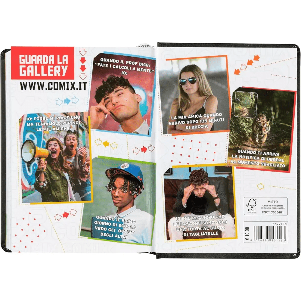 COMIX Agenda Diario Mini 16 Mesi Scuola 2024 - 2025 Nero/Bianco - Giocattoli e Bambini - Toys Store8058263201476