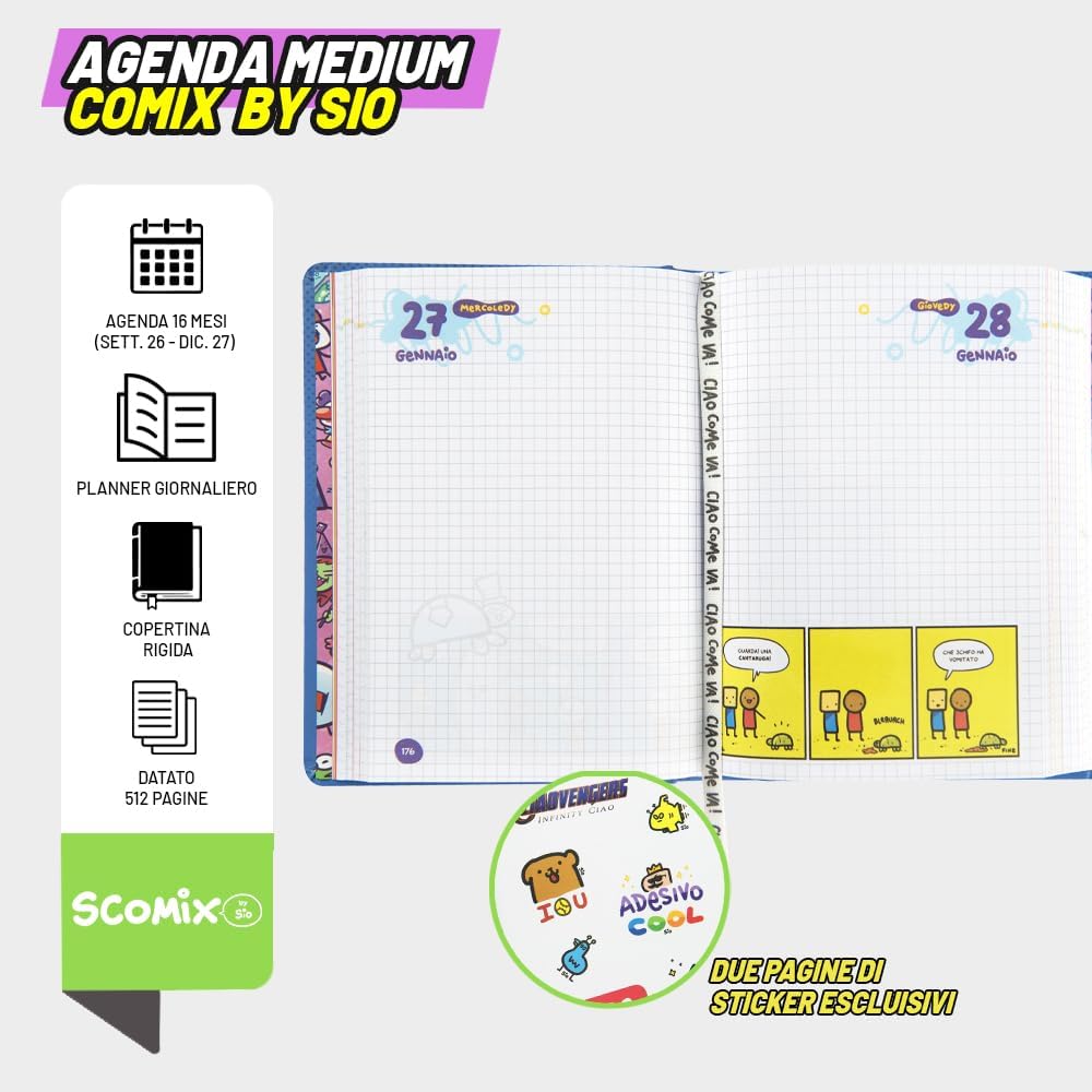 Agenda 16 Mesi Scomix by Sio Blu 2026/2027 – Diario Scuola Medium - comix by sio 2027 55b76ce5 fcd8 4c45 b0ff 91f514776b65