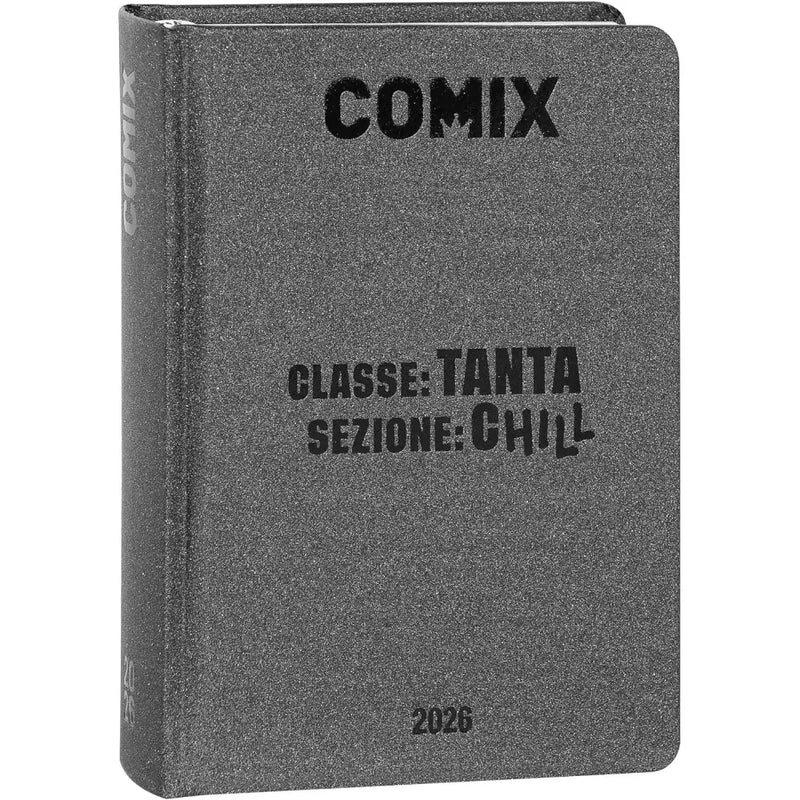 COMIX - Diario Mignon Plus Giornaliero 16 Mesi Scuola 2026-2026 con Copertina Rigida 9x12.5h cm Charcoal - Franco