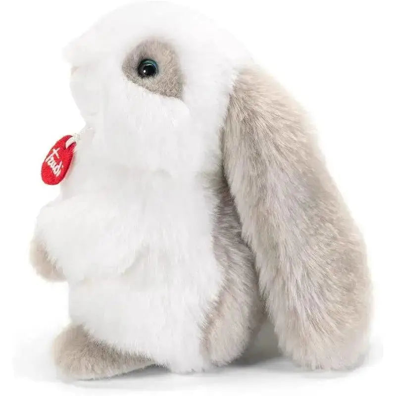 Coniglio clemente peluche trudi morbido coniglietto bianco e grigio con orecchie lunghe 13x17x20 cm