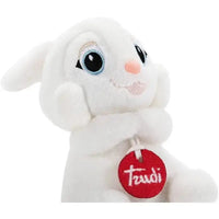 Peluche trudi friend coniglietto bianco con grandi occhi ricamati blu e naso rosa con tag rossa trendi
