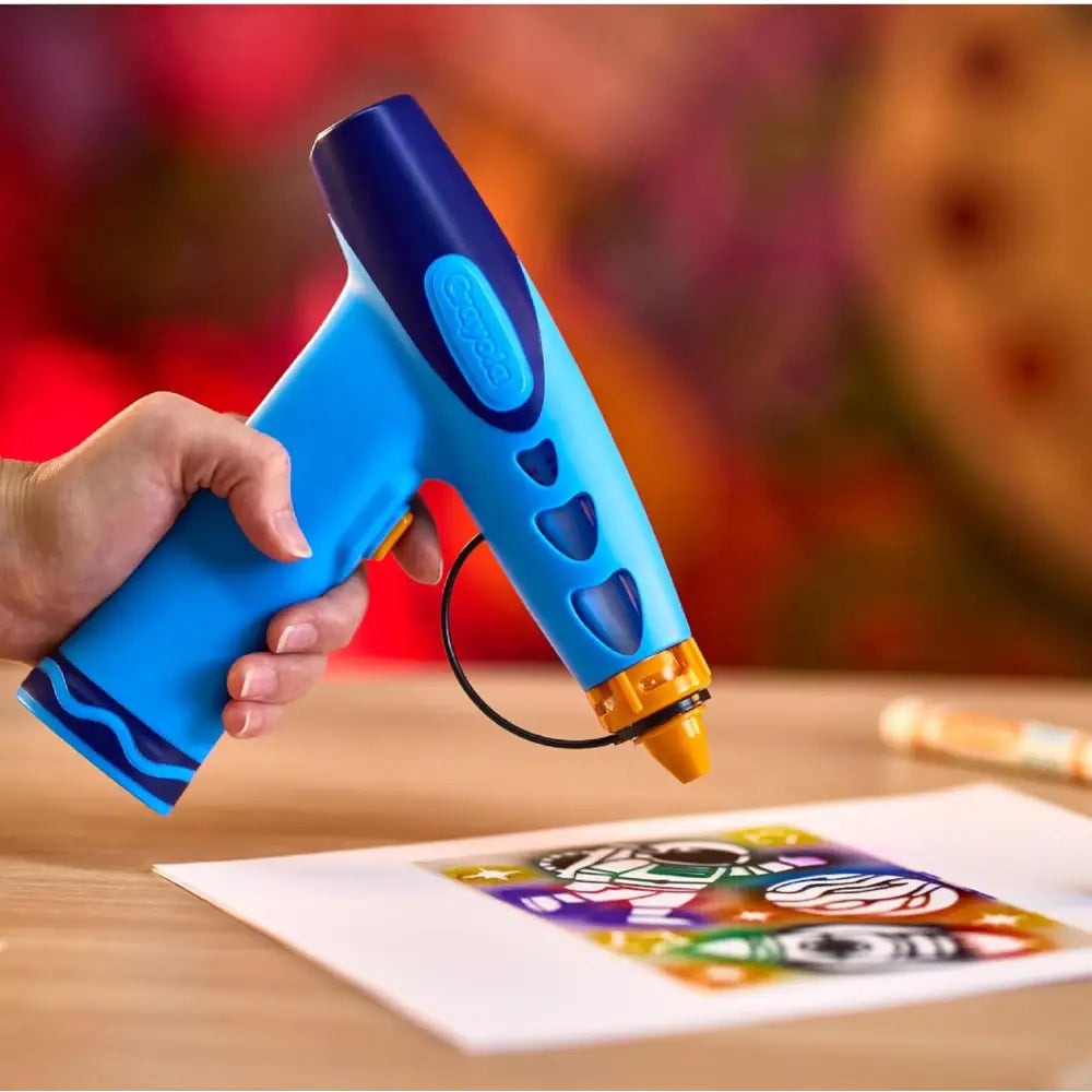 Crayola marker airbrush con design giocoso color blu e arancione per uso con pennarelli lavabili crayola marker