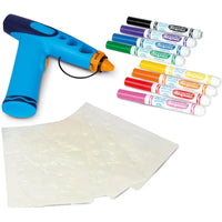 Blue e arancione pistola per colla a caldo con crayola marker e carta transfer bianca per crayola marker airbrush