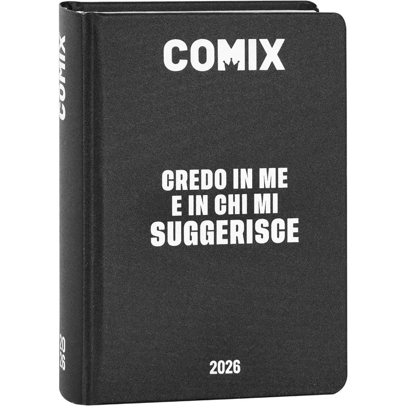 Diario 16 Mesi 2025/26 - COMIX - Giornaliero Standard Nero/Bianco - Franco Panini - 8058263231701