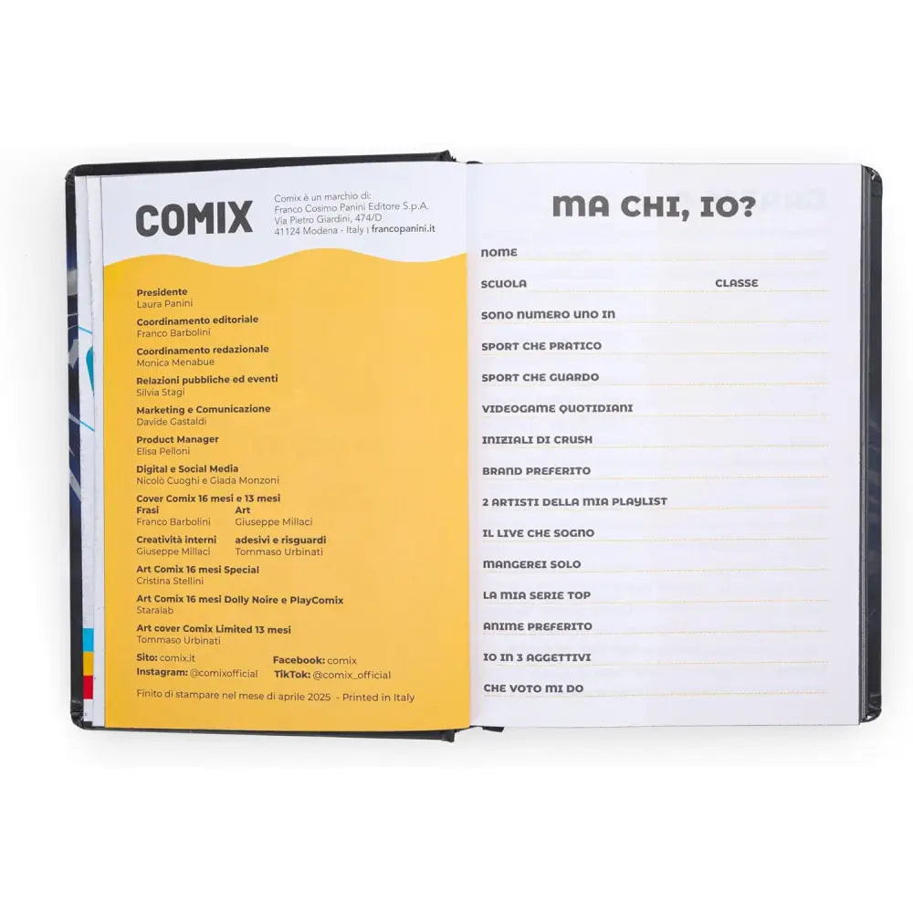 Diario 16 Mesi 2025/26 - COMIX Limited Edition Phobia - Giornaliero Nero/Blu - Franco Panini - 8058263233798