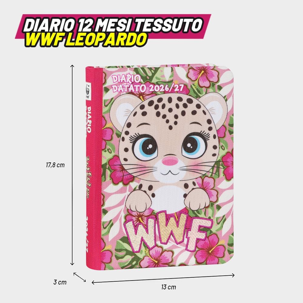 Diario Scuola WWF Ghepardo in Tessuto 12 Mesi 2026/2027 - diario wwf ghepardo