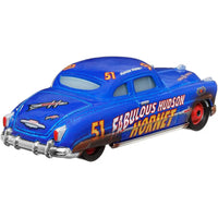 Blue die-cast disney cars veicolo favoloso hudson hornet with red wheels and chrome accents glossy finish