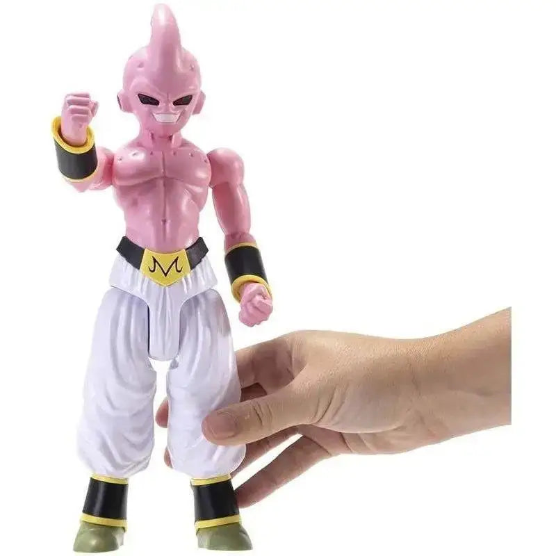 Figurina dragon ball majin buu limit breaker rosa muscolosa con pantaloni bianchi e dettagli gialli e neri