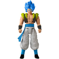 Action figure dragon ball super super saiyan blue gogeta 30 cm con capelli blu muscoloso e spalline verdi