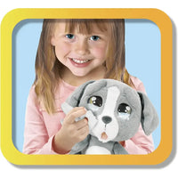Emotion pets cry peluche cane grigio e bianco con occhi neri grandi e lacrime per pets cry pets