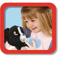 Emotion pets cry peluche cane nero con pelo morbido e occhi ricamati che beve e piange