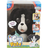 Peluche emotion pets cry cane nero con occhi, naso e bocca realistici che beve e piange