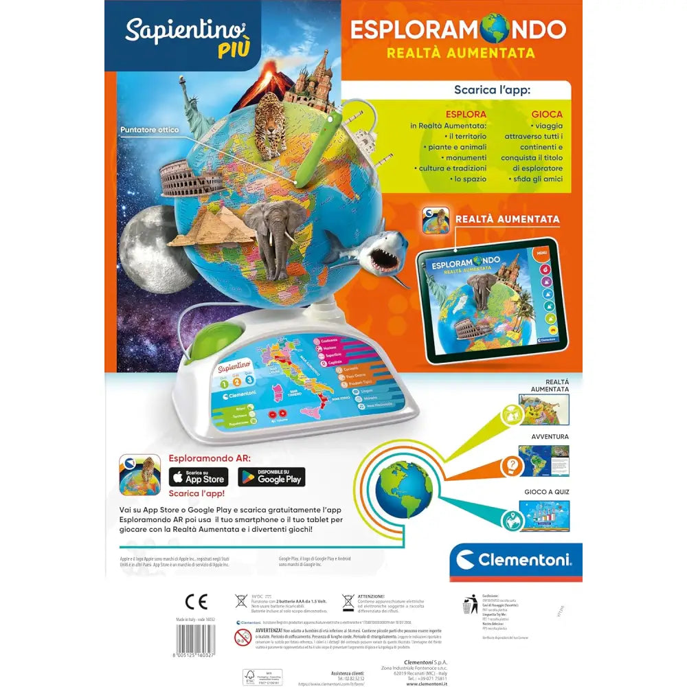 Esploramondo Sapientino Più Mappamondo Realtà Aumentata - Clementoni - Giocattoli educativi - 8005125160327