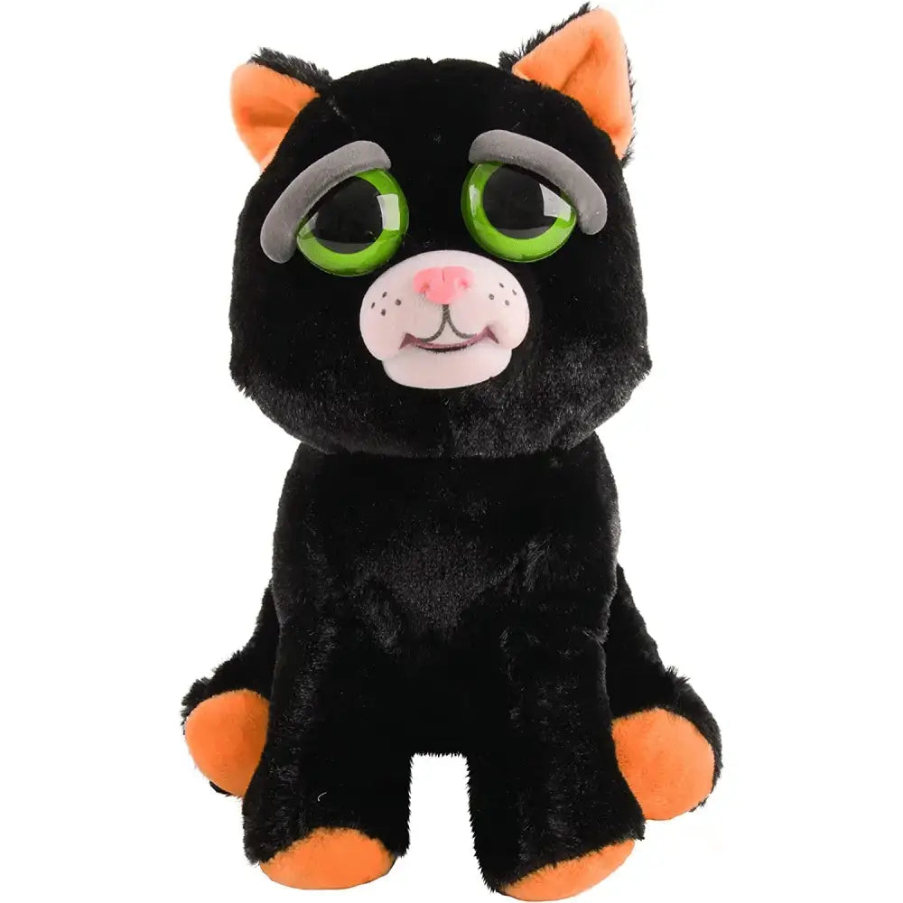 Feisty pets peluche gatto nero con orecchie e zampe arancioni occhi verdi e naso rosa prodotto giochi preziosi