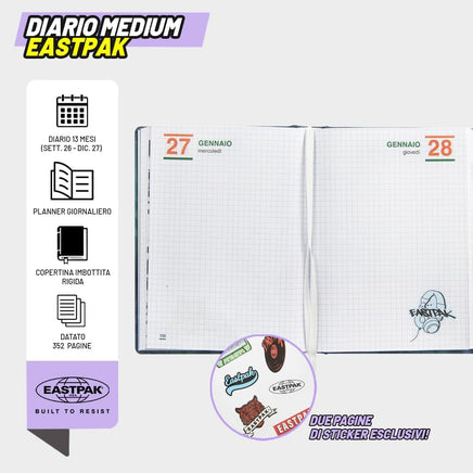 Diario Scuola Eastpak 13 Mesi 2026/2027 Medium Letterdye Blue - franco panini blu eastpak