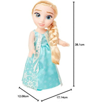 Bambola elsa frozen bambola elsa alta 38 cm con capelli biondi intrecciati e vestito azzurro con fiocchi di neve