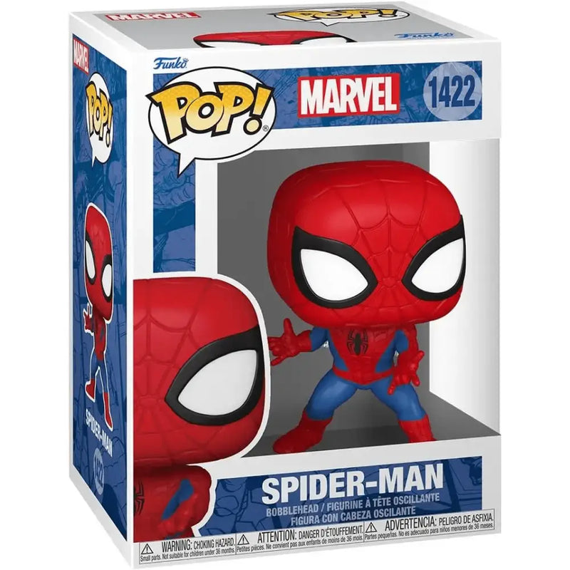 Funko pop red and blue spider-man bobblehead figure in original marvel spider-man 1422 box