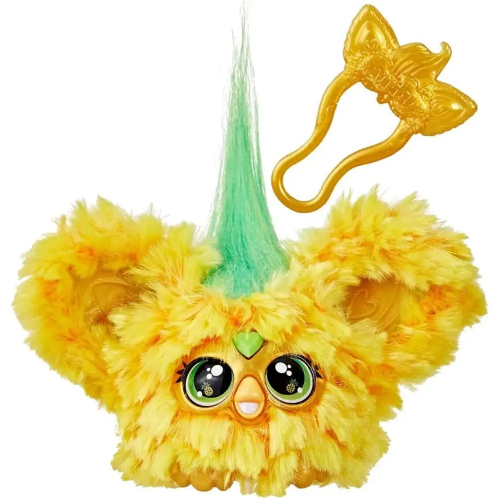 Furby furblets hoo lah giallo morbido con ciuffo verde menta e grandi occhi verdi per collezione furblets hoo