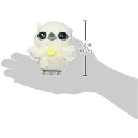 A plush white owl toy with large blue eyes and yellow belly made of soft fur from furreal friends luvimals gufo