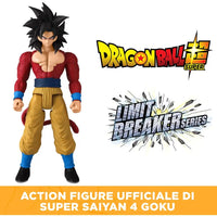 Goku super saiyan 4 action figure dragon ball super rosso e oro con capelli neri e accessori blu 30 cm bandai