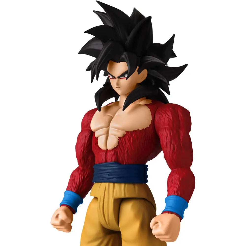 Figura d’azione goku super saiyan 4 dragon ball super in abbigliamento rosso e giallo con polsini blu di 30 cm