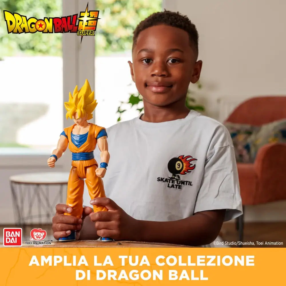 Action figure di goku super saiyan 4 dragon ball super con capelli gialli spigolosi, alto 30 cm, arancione e blu