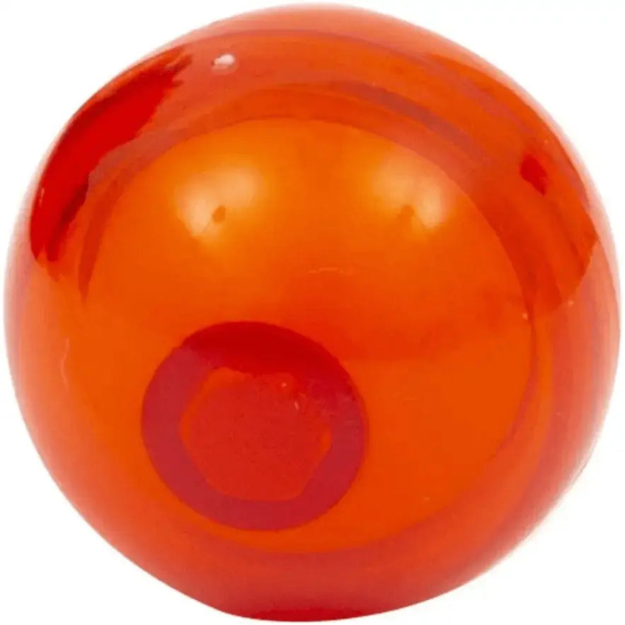 Una biglia di vetro arancione lucida e traslucida con sfumature interne per il gormiti playset vulcano con tantissimi accessori