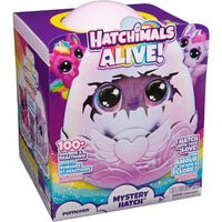 Hatchimals alive uovo mystery hatch con pufficorn rosa e viola con occhi glitterati ali e petto a forma di cuore