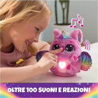 Hatchimals alive uovo mystery hatch pufficorn peluche rosa con ali arcobaleno e cuore luminoso sulla pancia