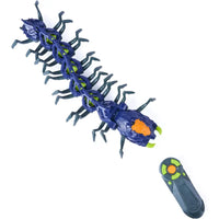 Giocattolo centopiedi telecomandato hex bots blu e verde con accenti arancioni per divertimento interattivo