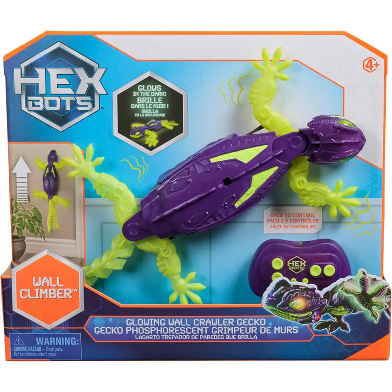 Hex bots geco interattivo giocattolo luci viola e verde neon con telecomando glow in the dark