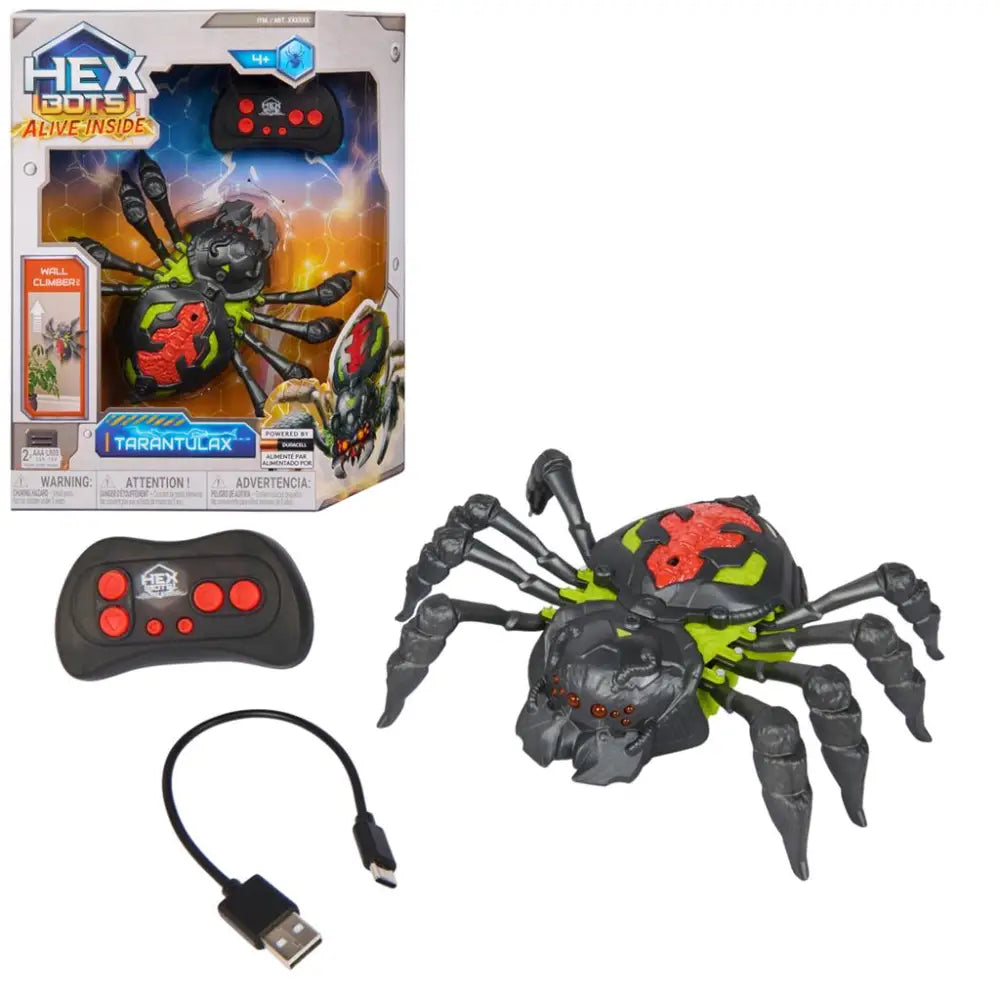 Hex bots ragno che si arrampica telecomandato nero verde neon con dettagli rossi modello tarantola dettagliato