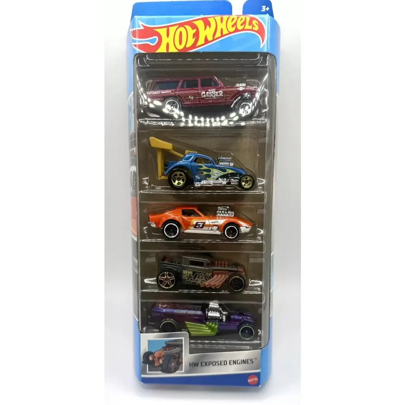 Hot Wheels 5 veicoli - HW Exposed Engines - MATTEL - Automobili giocattolo - 074299018060