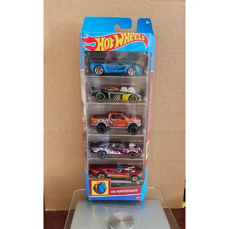 Hot Wheels 5 veicoli - HW Horsepower - MATTEL - Set auto da corsa giocattolo - 074299018060