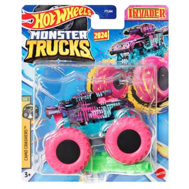 Hot Wheels Monster Trucks Invader Camo Crashers 2024 – Die-cast 1:64 - MATTEL - Automobili giocattolo