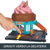 Hot Wheels Playset Gelateria Let’s Race Netflix HTN77 - MATTEL - Set auto da corsa giocattolo - 0194735195077
