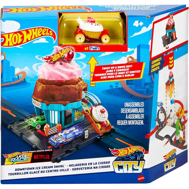 Hot Wheels Playset Gelateria Let’s Race Netflix HTN77 - MATTEL - Set auto da corsa giocattolo - 0194735195077