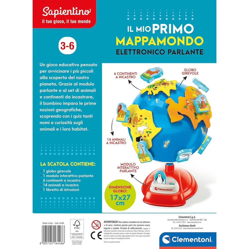 Il Mio Primo Mappamondo Elettronico Parlante Sapientino - Clementoni - Giocattoli educativi - 8005125164486