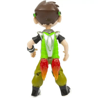 Action figure jet pack ben con capelli castani, panciotto verde e argento e dettagli fiamma sui pantaloni oliva