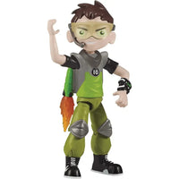 Figurina jet pack ben verde e grigia con occhiali gialli e dispositivo fiamma arancione sul retro ben 10