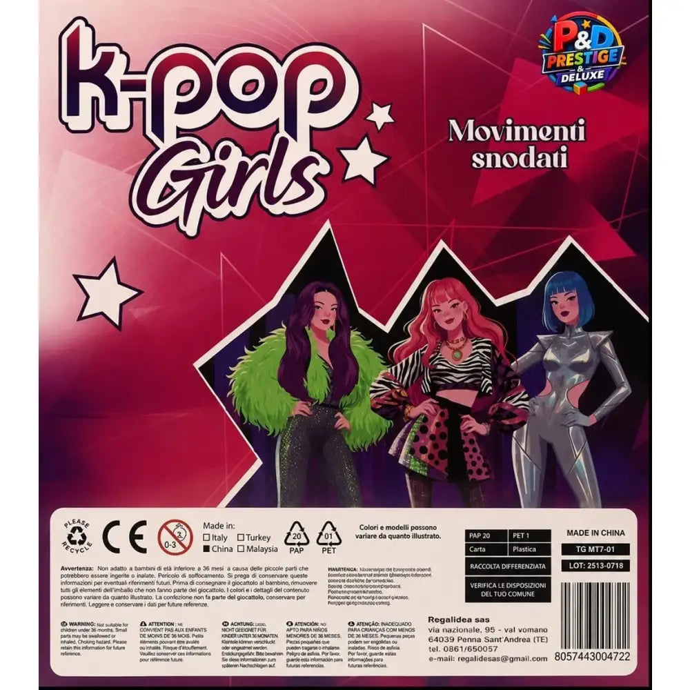 Figuine articolate k pop idols set tre bambole in outfit vivaci con dettagli moda e schemi cromatici distinti