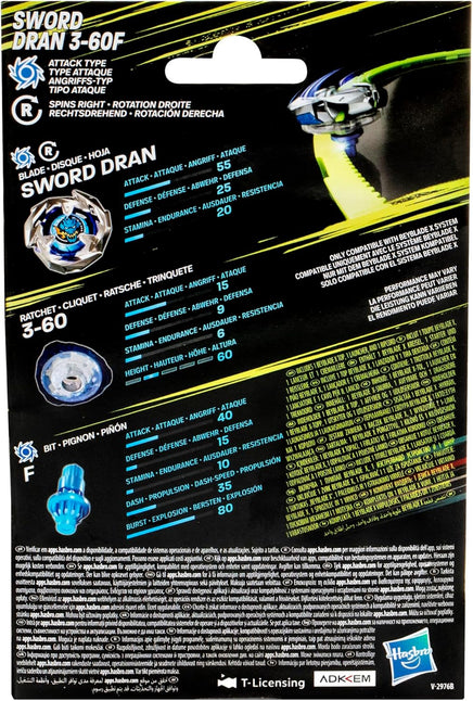 Beyblade Trottola X Sword Dran 360F Attack