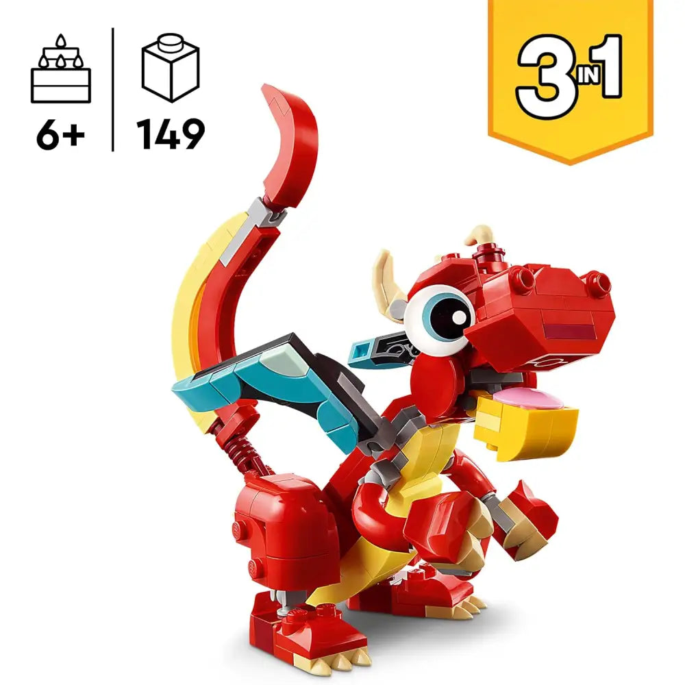 LEGO Creator 3 in 1 – Drago Rosso (31145) - Costruzioni - 5702017584942