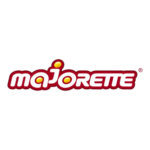 Logo della majorette rosso e bianco con accenti circolari gialli sulle lettere.