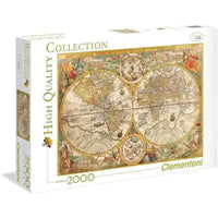 Scatola puzzle mappa antica clementoni 2000 pezzi con mappa vintage in toni seppia e oro